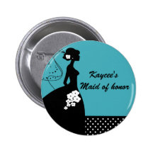 Silhouette Bride Bridal Party Maid of Honour Butto Pinback Buttons