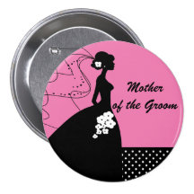 Silhouette Bride Mother of the Groom Button / Pin