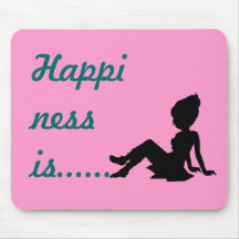 Silhouette girl Happiness is... Mousepads