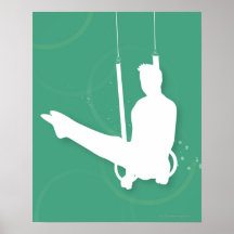 Silhouette of a man performing gymnastics print