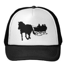 Silhouette of Sleigh Ride in Winter Mesh Hats