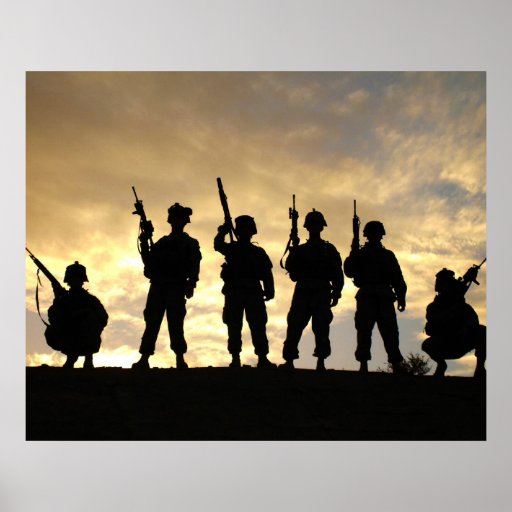 Silhouette of Soldiers in 101st Airborne Division Posters
