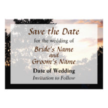 Silhouette of Trees Save the Date Personalised Announcements