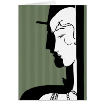 Silhouette of twenties couple greeting card