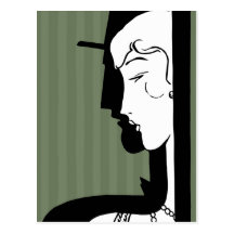 Silhouette of twenties couple postcards