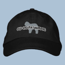 Silhouette Old English Sheepdog embroidered hats