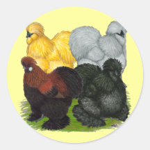 Silkies:  Assorted Roosters Round Stickers