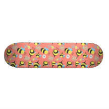 Silly Cartoon Bees Pattern Custom Skateboard