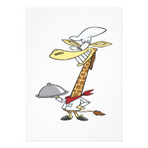silly chef cook giraffe cartoon personalized invites