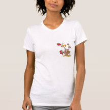 silly chicken holding bucket of chicken drumsticks tee shirt
