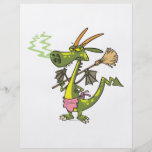 silly cleaning dragon lady cartoon full color flyer