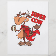 silly funny super cow cartoon character flyer