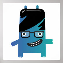 silly geek monster friend print