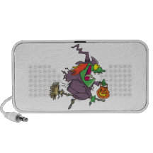 silly goofy halloween witch toon travelling speakers