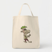 silly goofy zombie cartoon character canvas bags