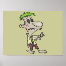 silly goofy zombie cartoon character poster