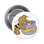 Silly Honey Bee Bear Pinback Buttons