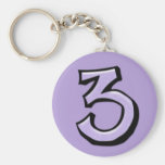 Silly Numbers 3 lavender Keychain