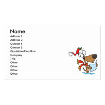 silly puppy singing xmas carols cartoon business card template