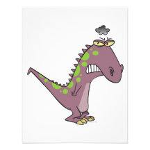 silly sad grumpy dinosaur dino personalized invitations