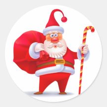 Silly Santa with Candy Cane Stickers