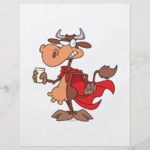 silly super cow drinking milk cartoon full color flyer