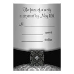 Silver and Black Damask RSVP Cards