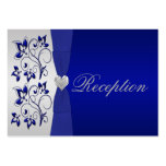 Silver and Navy Floral Enclosure Card Business Cards