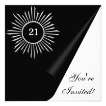Silver Black & White 21st Birthday Event Custom Announcement