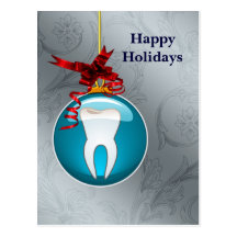 silver blue Dentist Holiday Cards Postcard