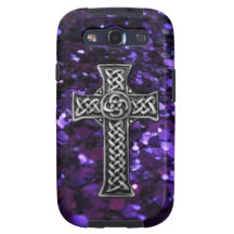 Silver Cross Purple Glitter sequins phone Case