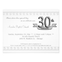 Silver Damask 30th Anniversary Celebration Invite