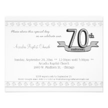 Silver Damask 70th Anniversary Celebration Invite