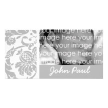 Silver Damask Photo Card
