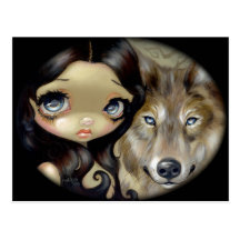 "Silver Eyed Wolf" Postcard