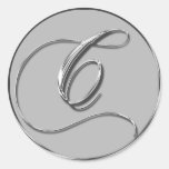 Silver Formal Wedding Monogram C Seal stickers