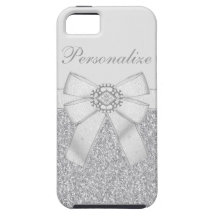 Silver Glitter & Diamond Bling iPhone 5 Case