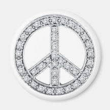 Silver Jewels Peace Sign Refrigerator Magnet