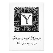Silver Monogrammed Celtic Wedding Invitation