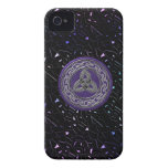 Silver on Purple Celtic Wheel on Jewelled Sky iPhone 4 Case-Mate Cases