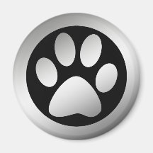 SILVER PAW PRINT REFRIGERATOR MAGNET