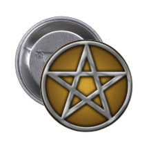 Silver Pentacle on Earth Button