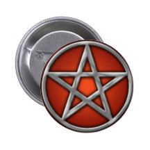 Silver Pentacle on Fire Pinback Button