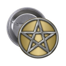 Silver Pentacle on Gold Button