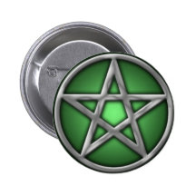 Silver Pentacle on Green Pins