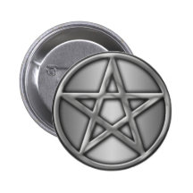 Silver Pentacle on Silver Button
