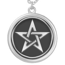 Silver Pentagram 2 Personalized Necklace