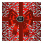 Silver Red Damask Corporate Christmas Party Announcement