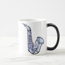 silver saxaphone, silver saxaphone mug