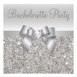 Silver Sequins, Bow & Diamond Bachelorette Party Personalized Invites